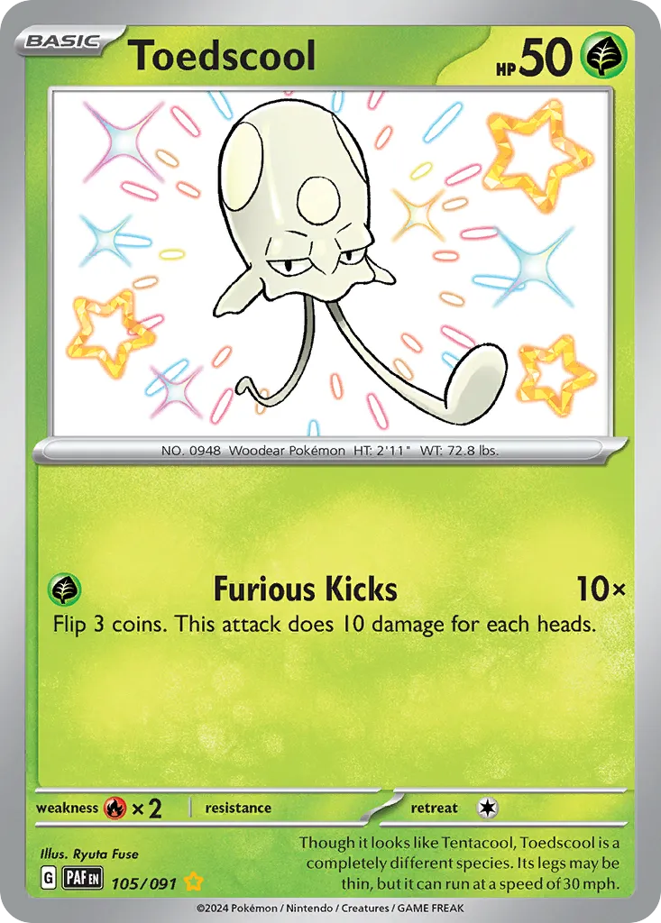 Toedscool #105, Paldean Fates Shiny Rare