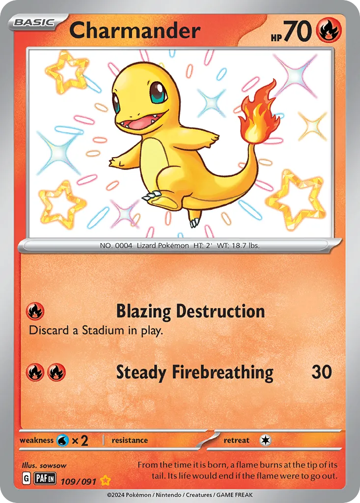 Charmander #109, Paldean Fates Shiny Rare