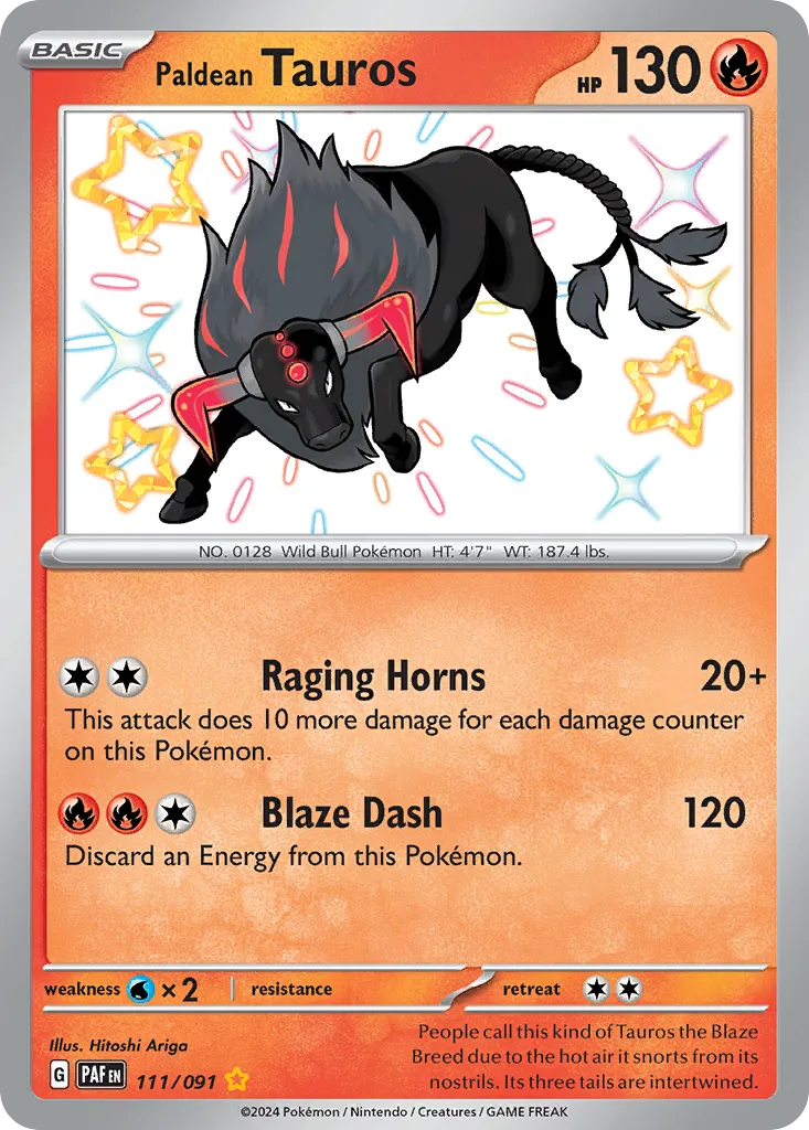 Paldean Tauros #111, Paldean Fates Shiny Rare