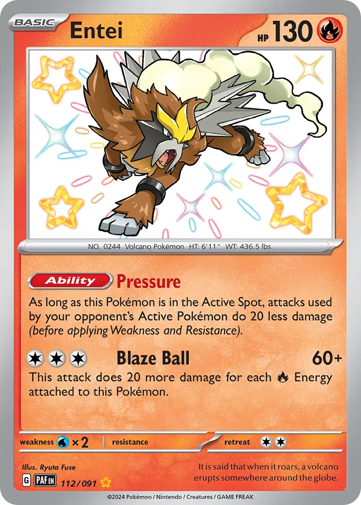 Entei #112, Paldean Fates Shiny Rare