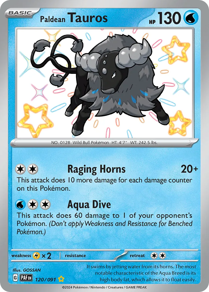 Paldean Tauros #120, Paldean Fates Shiny Rare