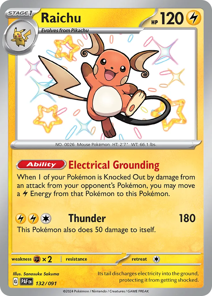 Raichu #132, Paldean Fates Shiny Rare