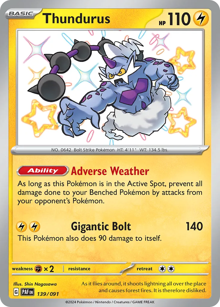 Thundurus #139, Paldean Fates Shiny Rare