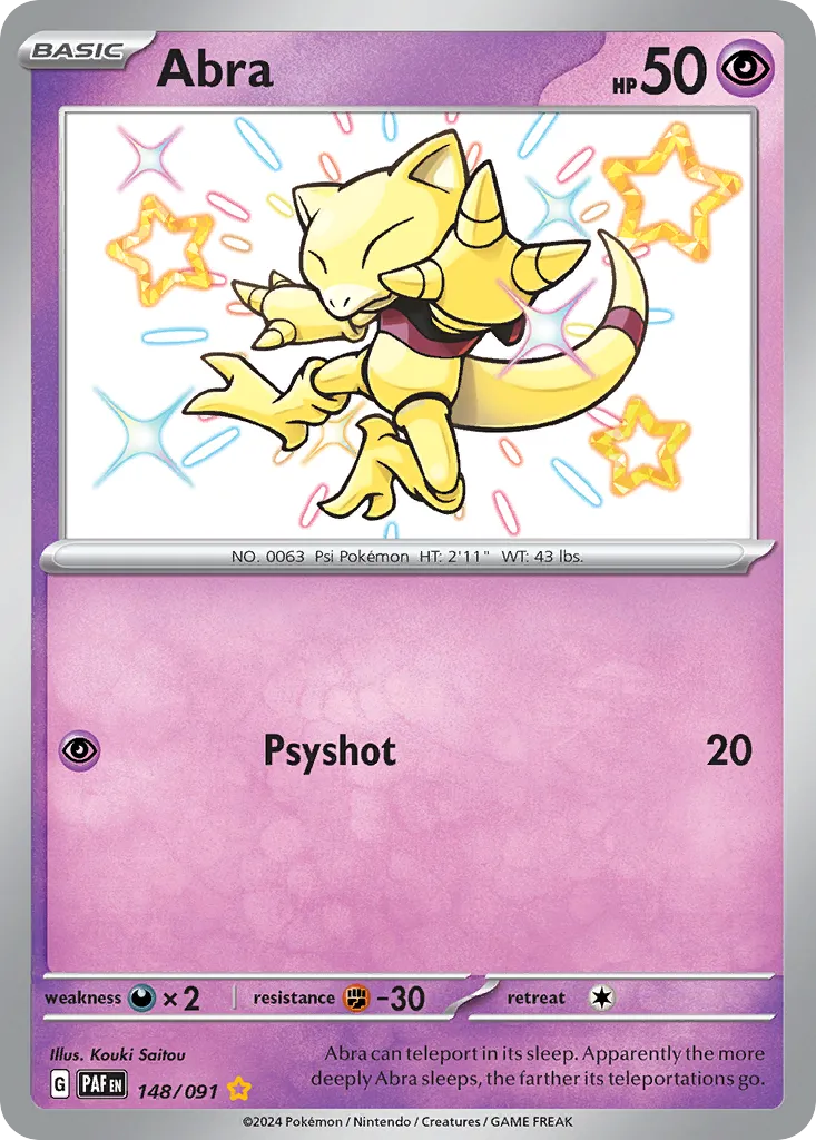 Abra #148, Paldean Fates Shiny Rare