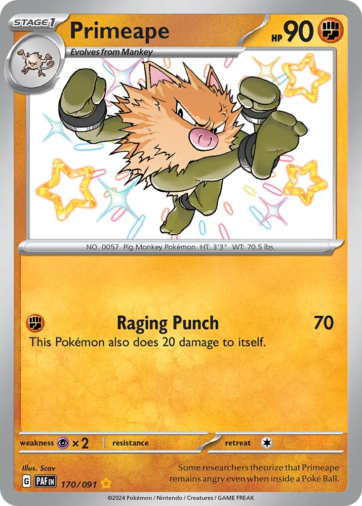 Primeape #170, Paldean Fates Shiny Rare