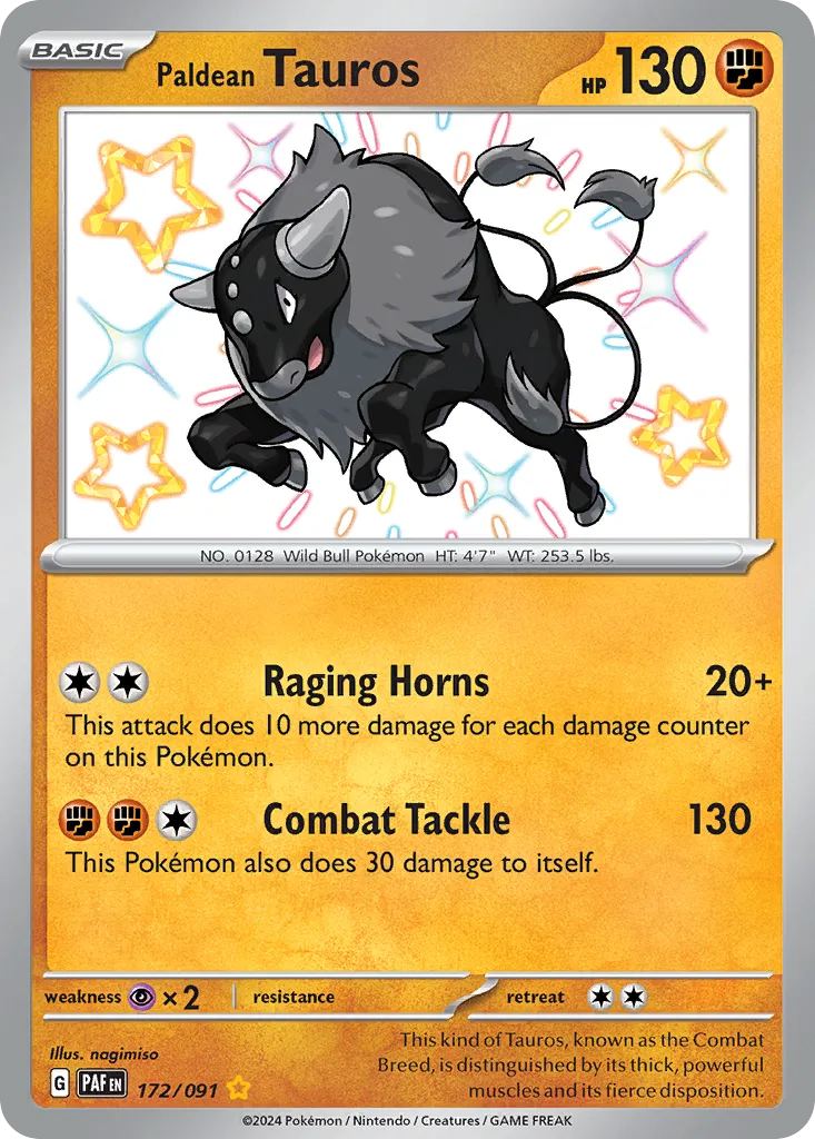 Paldean Tauros #172, Paldean Fates Shiny Rare