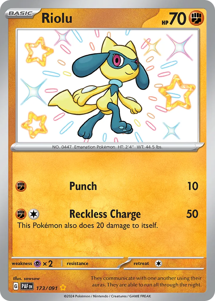 Riolu #173, Paldean Fates Shiny Rare