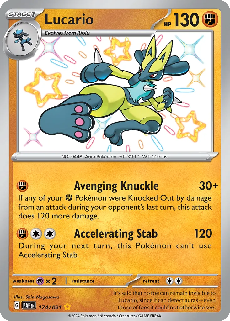Lucario #174, Paldean Fates Shiny Rare