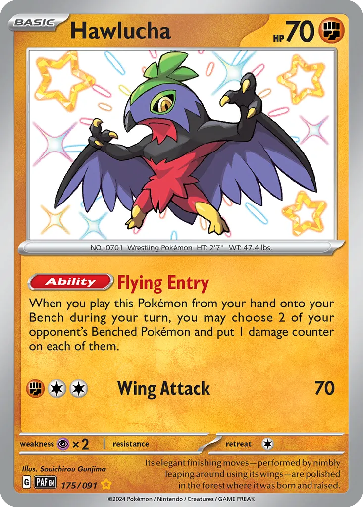 Hawlucha #175, Paldean Fates Shiny Rare