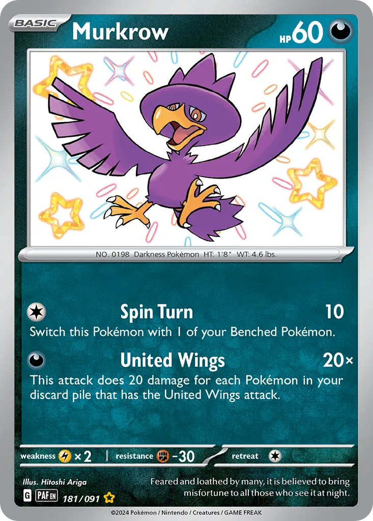 Murkrow #181, Paldean Fates Shiny Rare