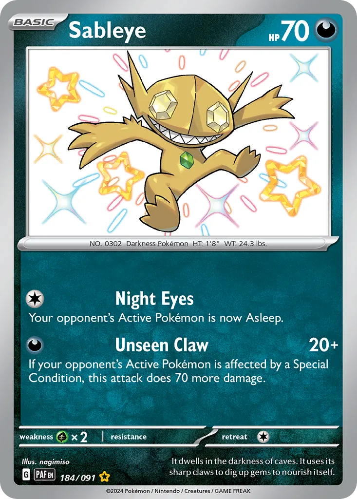 Sableye #184, Paldean Fates Shiny Rare