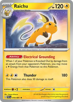 Raichu #19, Reverse Holo