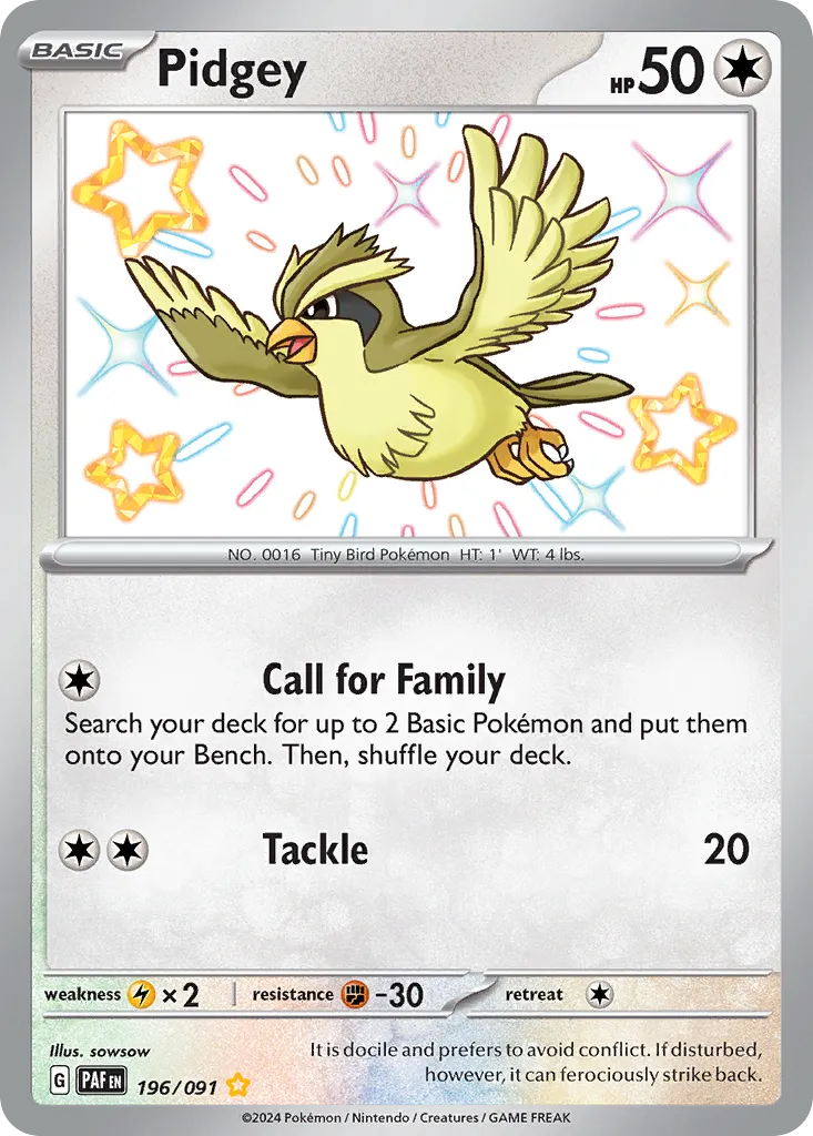 Pidgey #196, Paldean Fates Shiny Rare