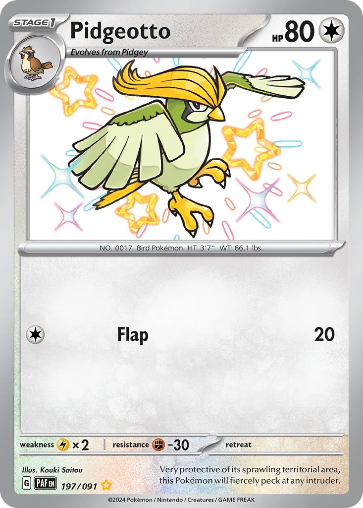 Pidgeotto #197, Paldean Fates Shiny Rare