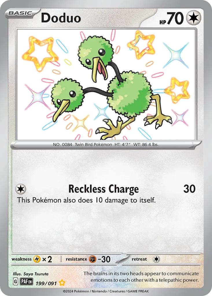 Doduo #199, Paldean Fates Shiny Rare