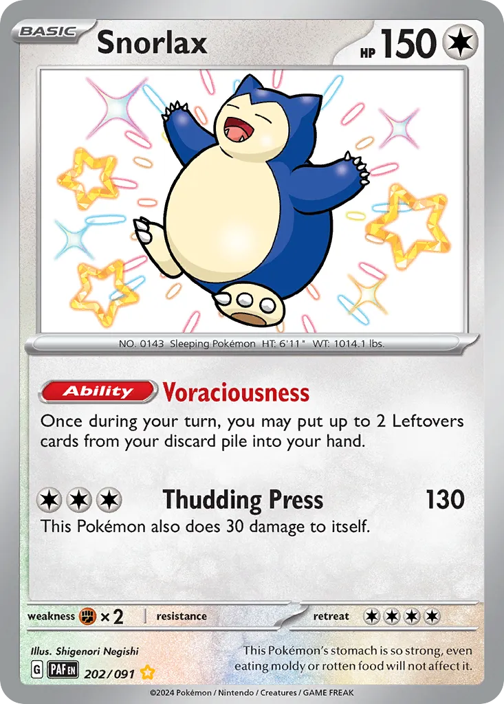 Snorlax #202, Paldean Fates Shiny Rare