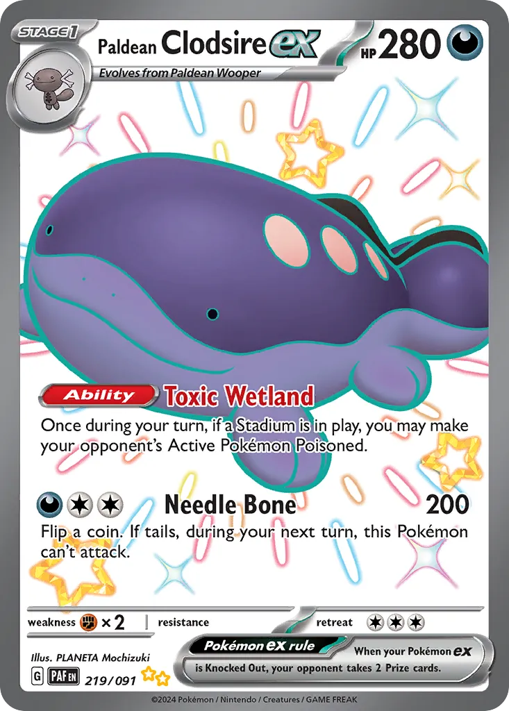 Paldean Clodsire ex #219, Paldean Fates Shiny Ultra Rare