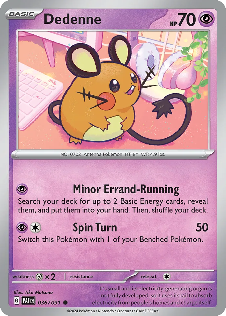 Dedenne #36, Paldean Fates Reverse Holo
