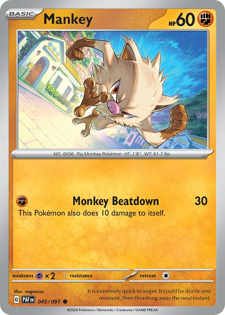 Mankey #45, Paldean Fates Reverse Holo