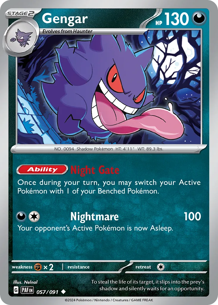 Gengar #57, Paldean Fates Reverse Holo