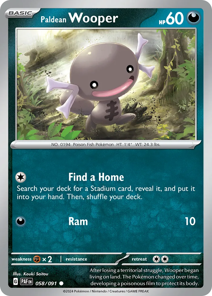 Paldean Wooper #58, Paldean Fates Reverse Holo
