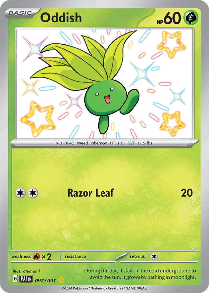 Oddish #92, Paldean Fates Shiny Rare