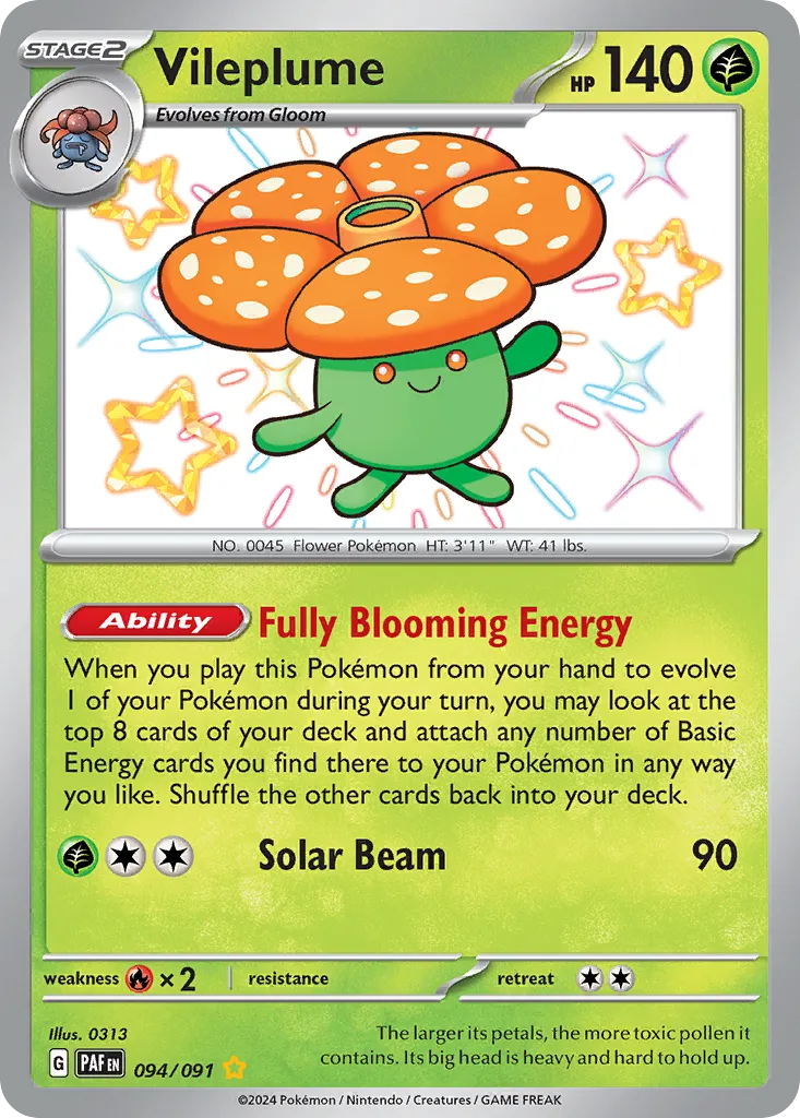 Vileplume #94, Paldean Fates Shiny Rare