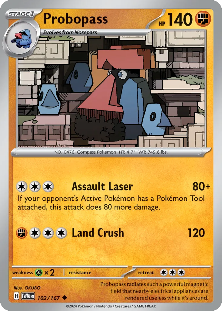 Probopass #102, Twilight Masquerade Reverse Holo