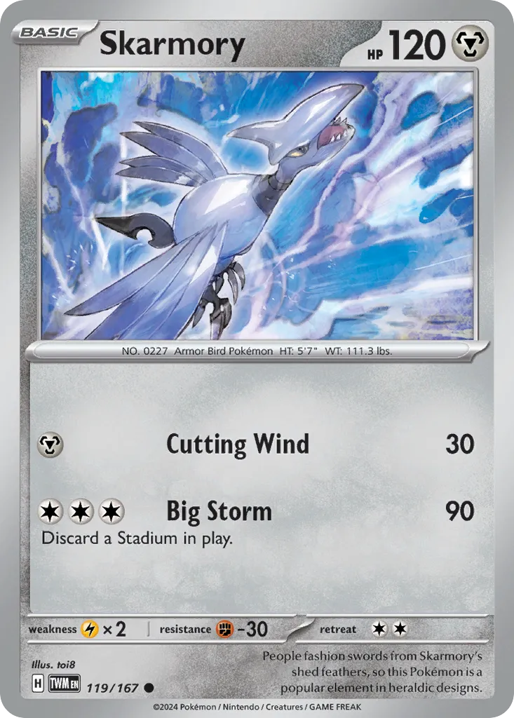 Skarmory #119, Twilight Masquerade Reverse Holo
