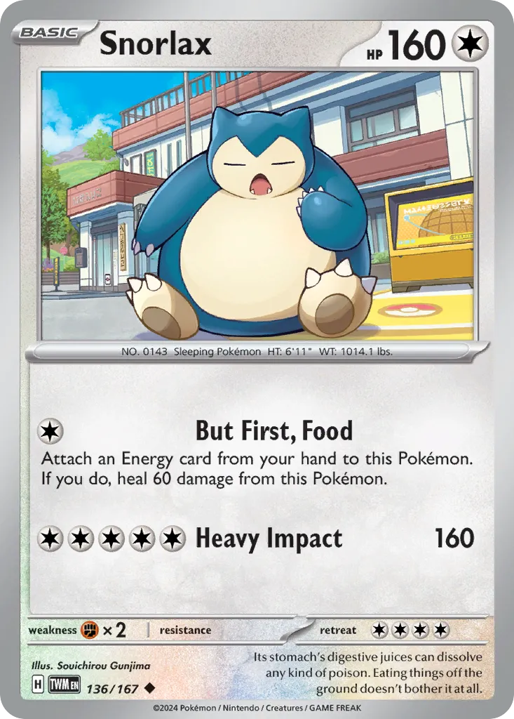 Snorlax #136, Twilight Masquerade Reverse Holo