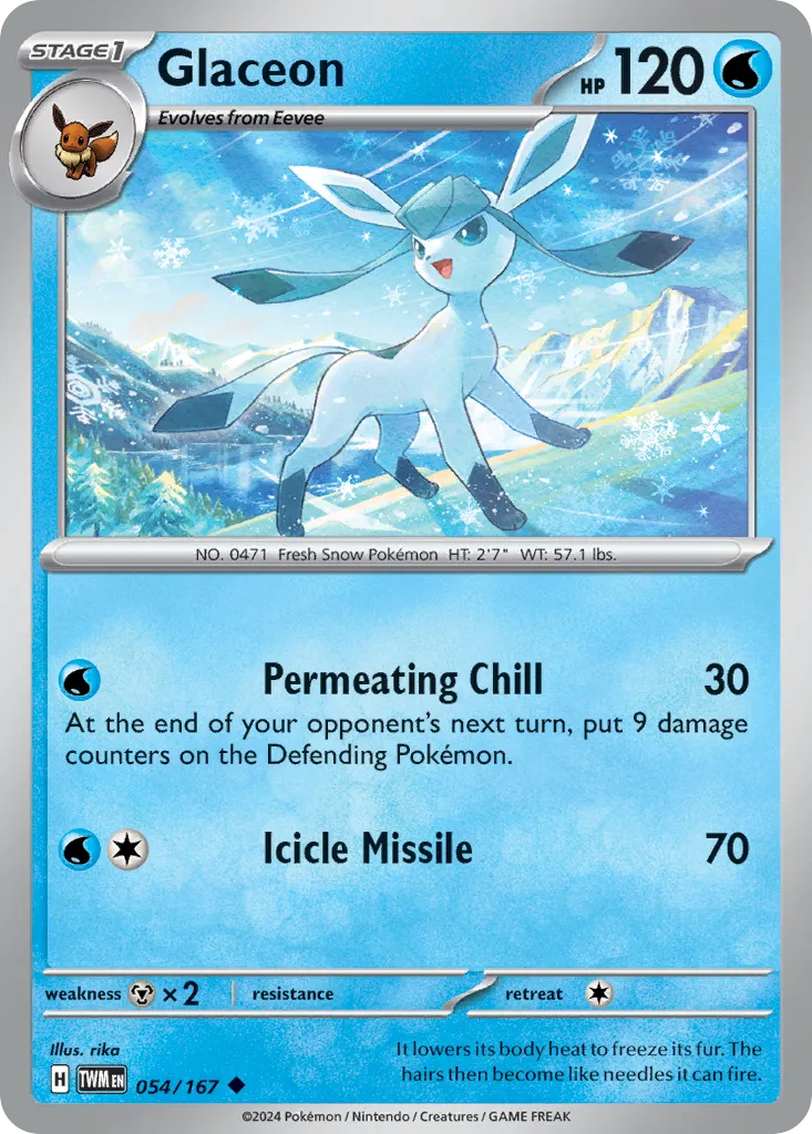 Glaceon #54, Twilight Masquerade Reverse Holo