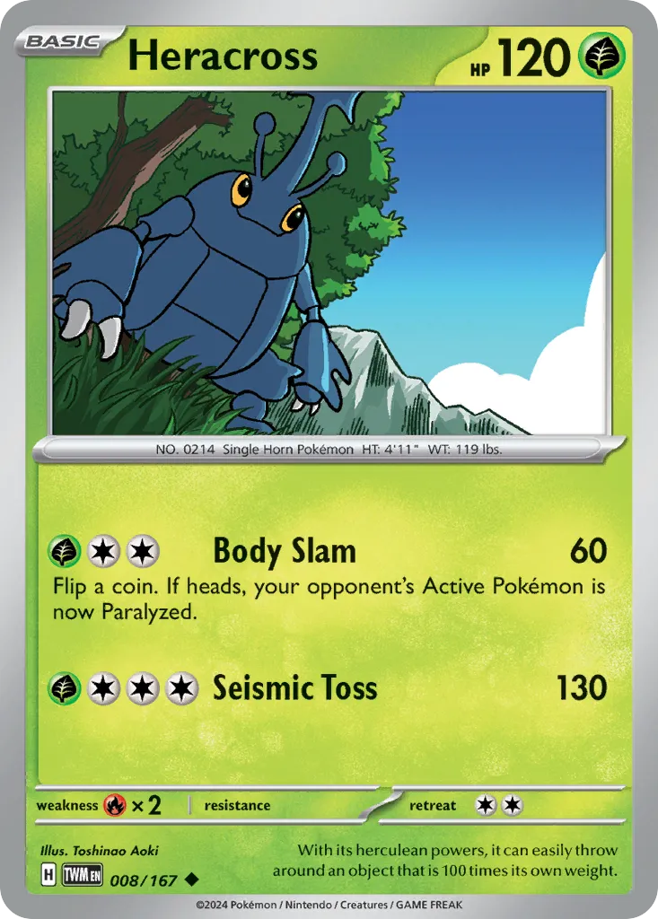 Heracross #8, Twilight Masquerade Reverse Holo