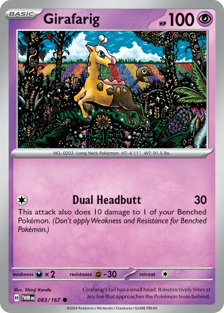 Girafarig #83, Twilight Masquerade Reverse Holo