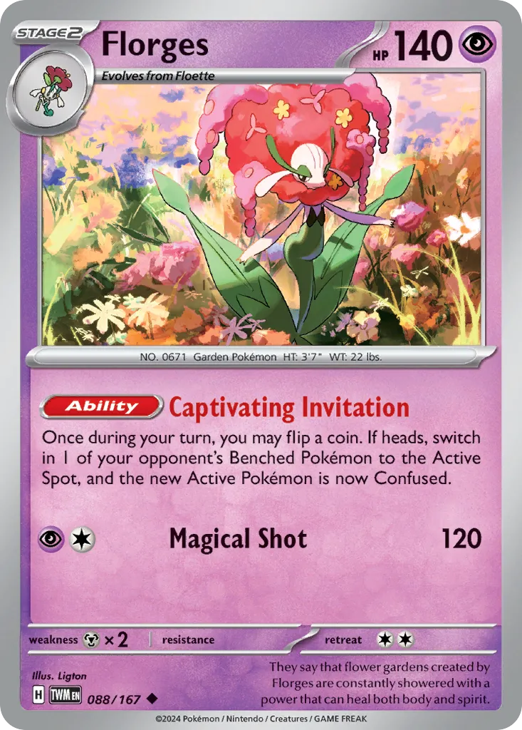 Florges #88, Twilight Masquerade Reverse Holo