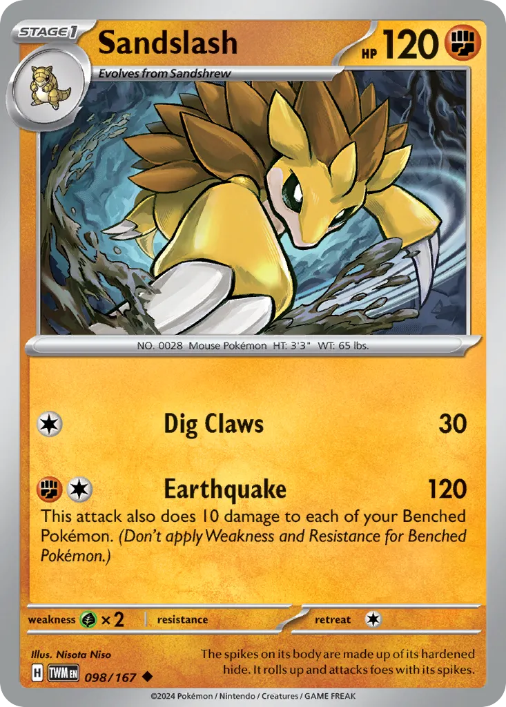 Sandslash #98, Twilight Masquerade Reverse Holo