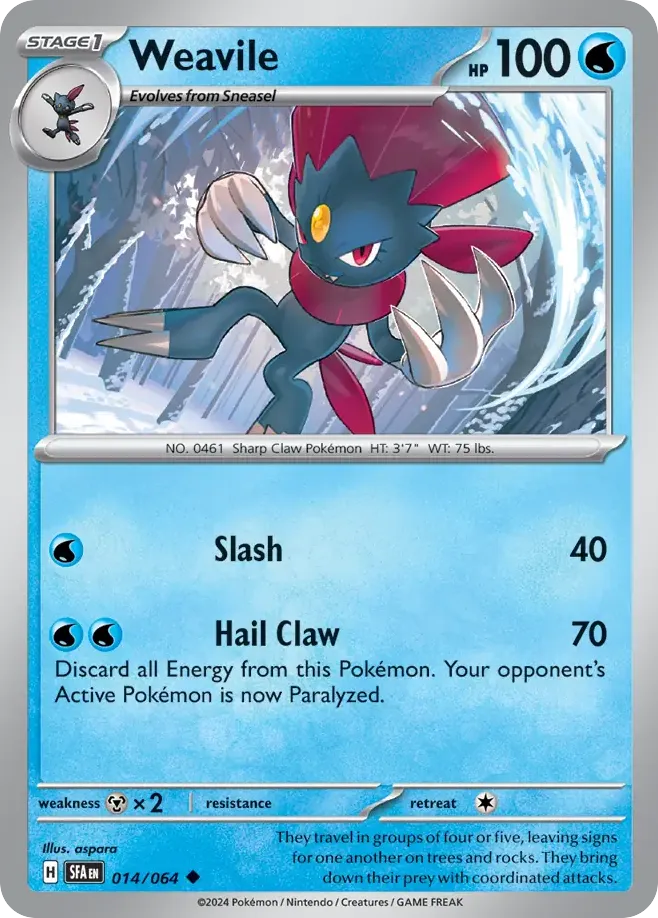 Weavile #14, Shrouded Fable Reverse Holo