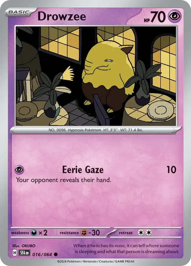 Drowzee #16, Shrouded Fable Reverse Holo