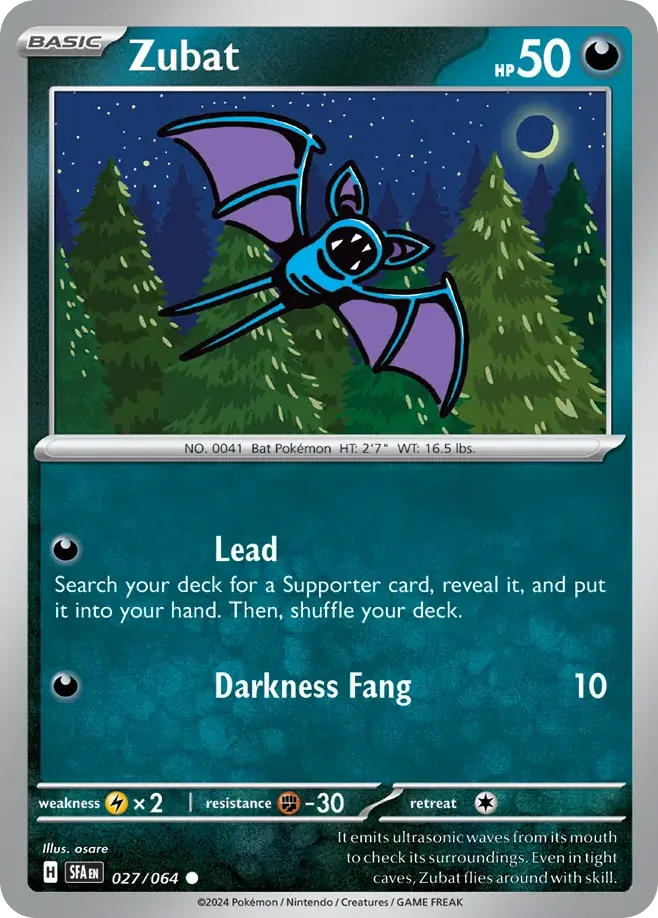 Zubat #27, Shrouded Fable Reverse Holo