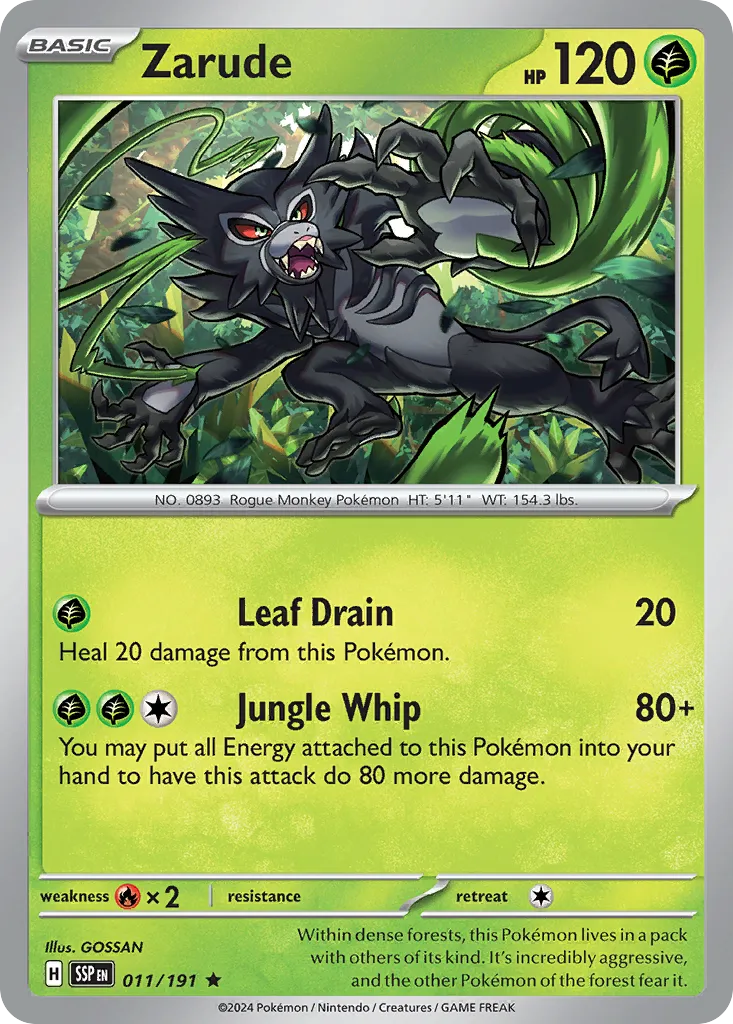 Zarude #11, Surging Sparks Reverse Holo