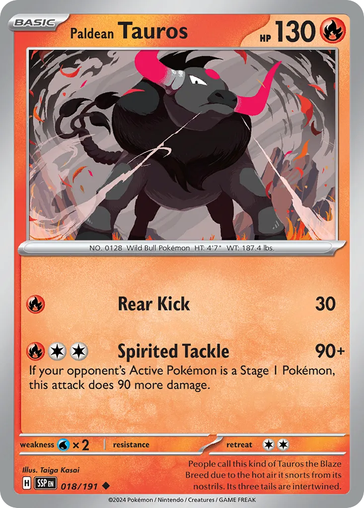 Paldean Tauros #18, Surging Sparks