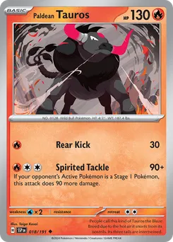 Paldean Tauros #18, Reverse Holo
