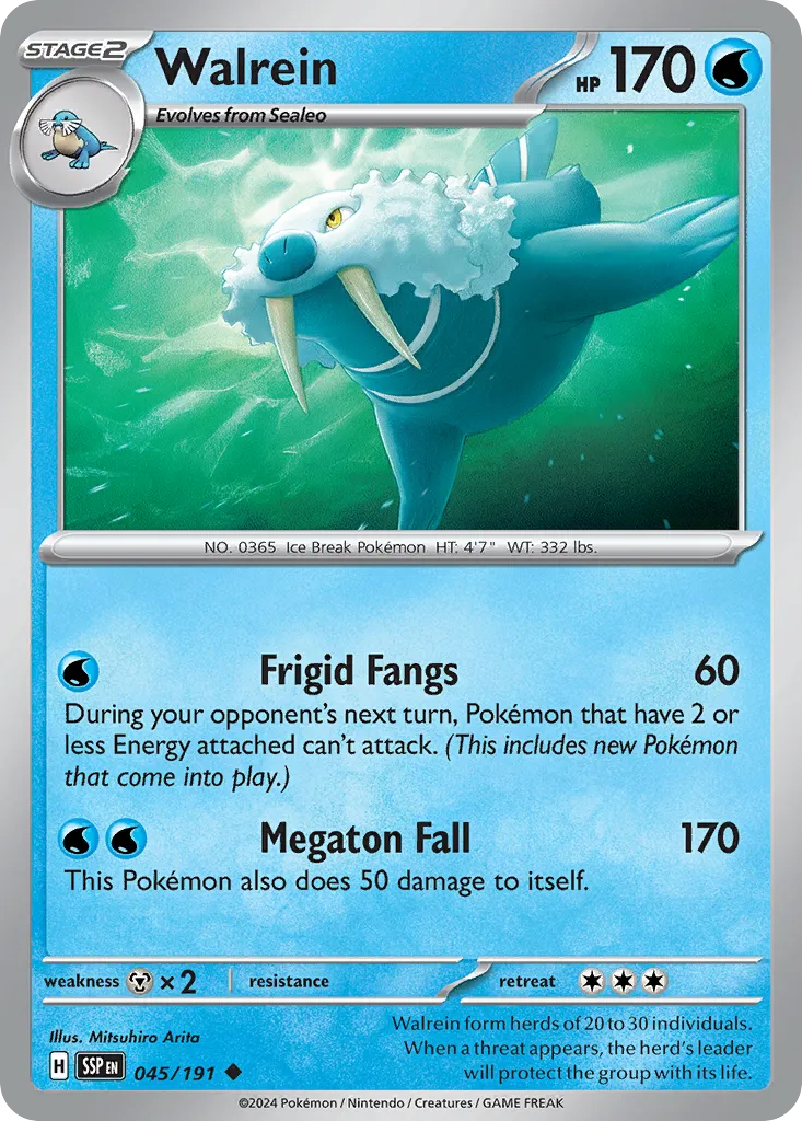 Walrein #45, Surging Sparks Reverse Holo