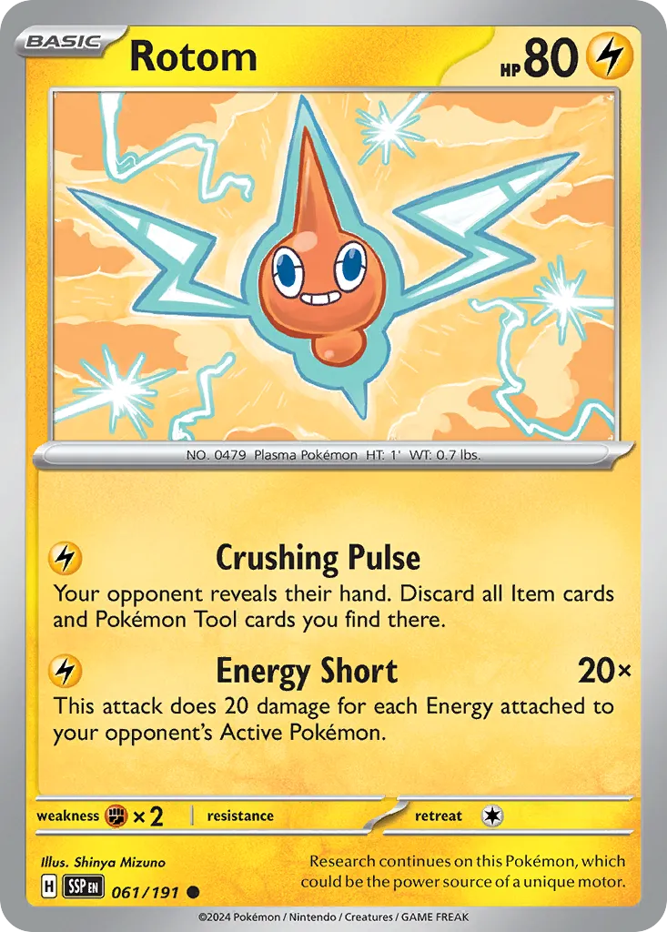 Rotom #61, Surging Sparks Reverse Holo