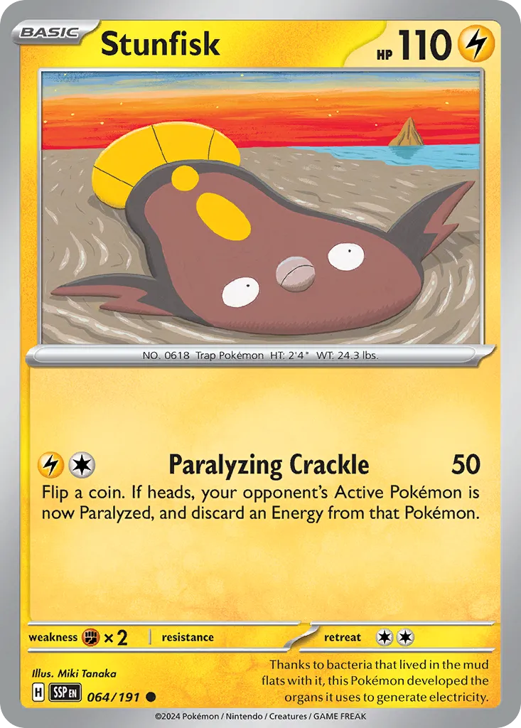Stunfisk #64, Surging Sparks Reverse Holo
