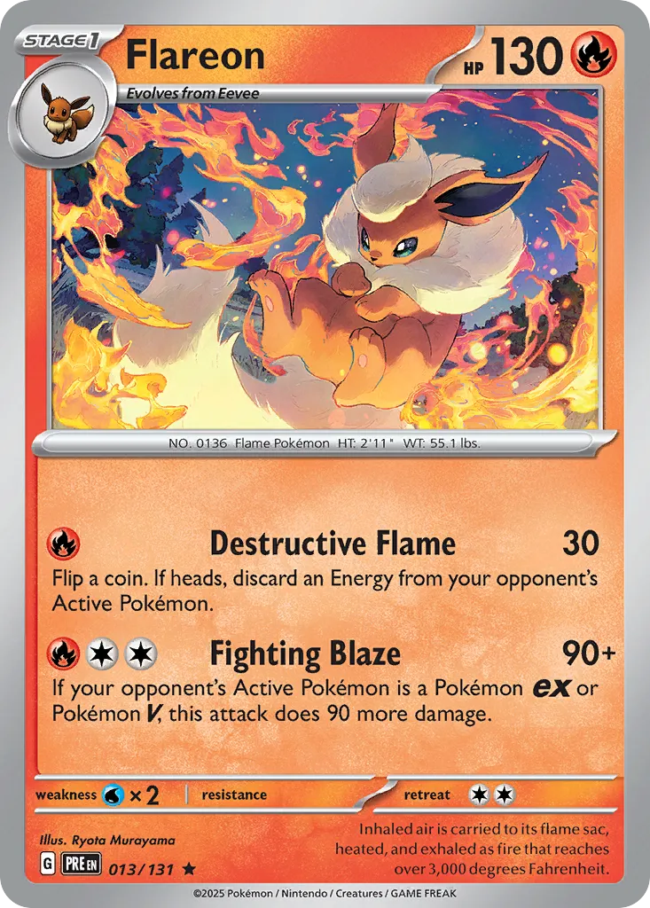 Flareon #13, Prismatic Evolutions Master Ball Reverse Holo