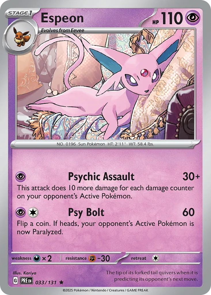 Espeon #33, Prismatic Evolutions Master Ball Reverse Holo