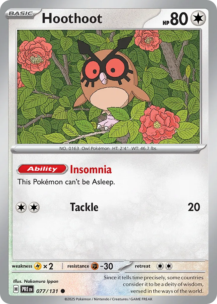Hoothoot #77, Prismatic Evolutions Reverse Holo
