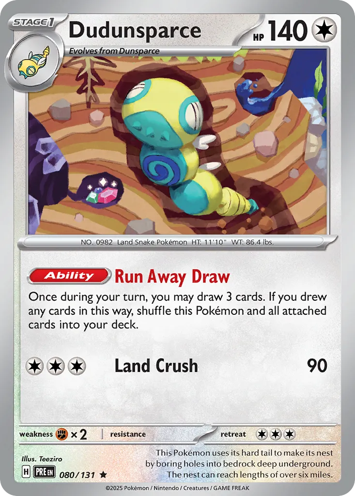Dudunsparce #80, Prismatic Evolutions Reverse Holo