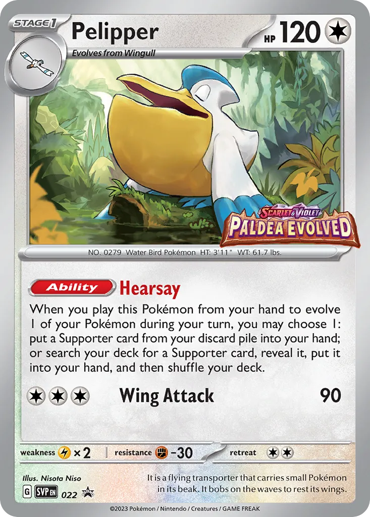 Pelipper #22, Scarlet & Violet Black Star Promos Paldea Evolved Prerelease-Staff