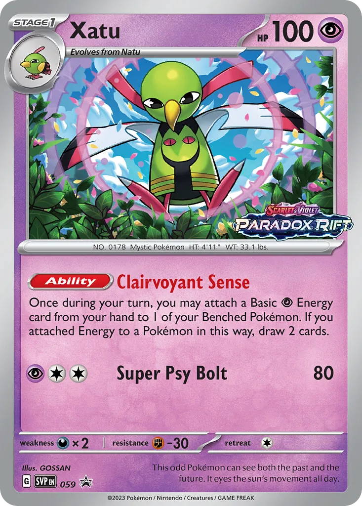 Xatu #59, Scarlet & Violet Black Star Promos Paradox Rift Prerelease